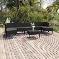 Thumbnail for 8-tlg. Garten-Lounge-Set mit Auflagen Poly Rattan Schwarz