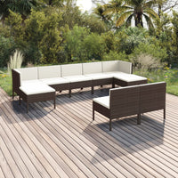 Thumbnail for 9-tlg. Garten-Lounge-Set mit Auflagen Poly Rattan Braun