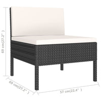 Thumbnail for 9-tlg. Garten-Lounge-Set mit Auflagen Poly Rattan Schwarz