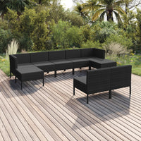 Thumbnail for 9-tlg. Garten-Lounge-Set mit Auflagen Poly Rattan Schwarz