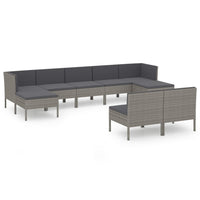 Thumbnail for 9-tlg. Garten-Lounge-Set mit Auflagen Poly Rattan Grau