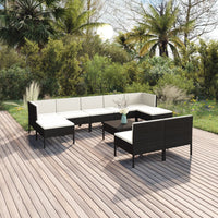 Thumbnail for 10-tlg. Garten-Lounge-Set mit Auflagen Poly Rattan Schwarz