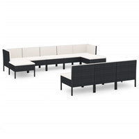 Thumbnail for 10-tlg. Garten-Lounge-Set mit Auflagen Poly Rattan Schwarz