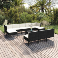Thumbnail for 11-tlg. Garten-Lounge-Set mit Auflagen Poly Rattan Schwarz