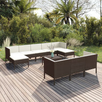Thumbnail for 11-tlg. Garten-Lounge-Set mit Auflagen Poly Rattan Braun