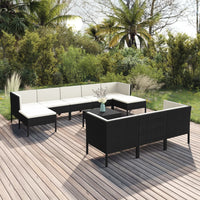 Thumbnail for 11-tlg. Garten-Lounge-Set mit Auflagen Poly Rattan Schwarz