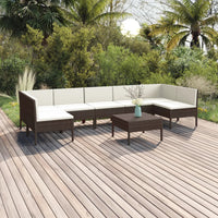 Thumbnail for 8-tlg. Garten-Lounge-Set mit Auflagen Poly Rattan Braun