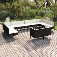 Thumbnail for 12-tlg. Garten-Lounge-Set mit Auflagen Poly Rattan Schwarz