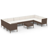Thumbnail for 11-tlg. Garten-Lounge-Set mit Auflagen Poly Rattan Braun