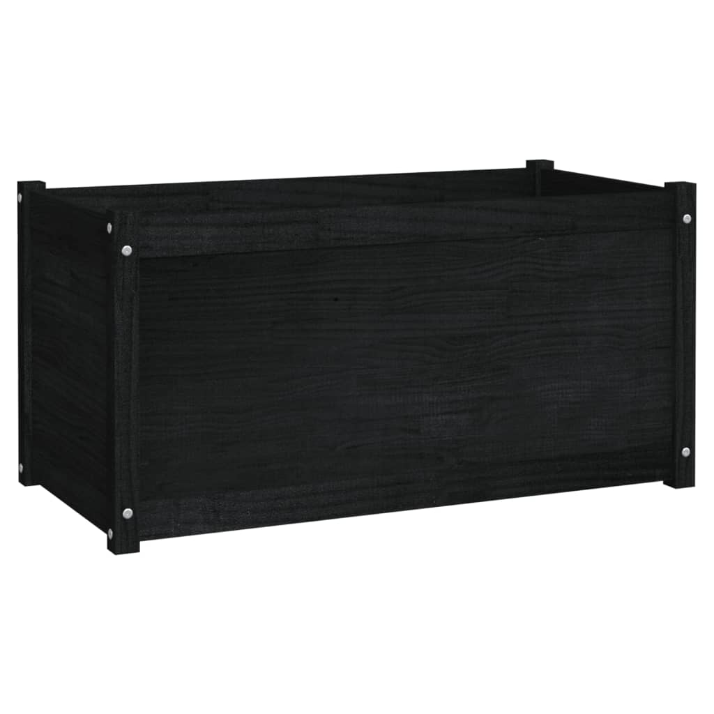 Pflanzkübel 2 Stk. Schwarz 100x50x50 cm Massivholz Kiefer