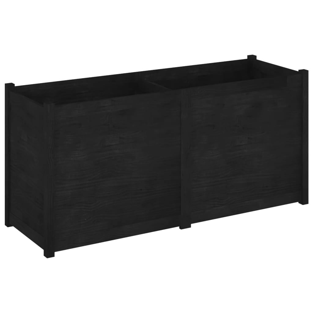 Pflanzkübel Schwarz 150x50x70 cm Massivholz Kiefer