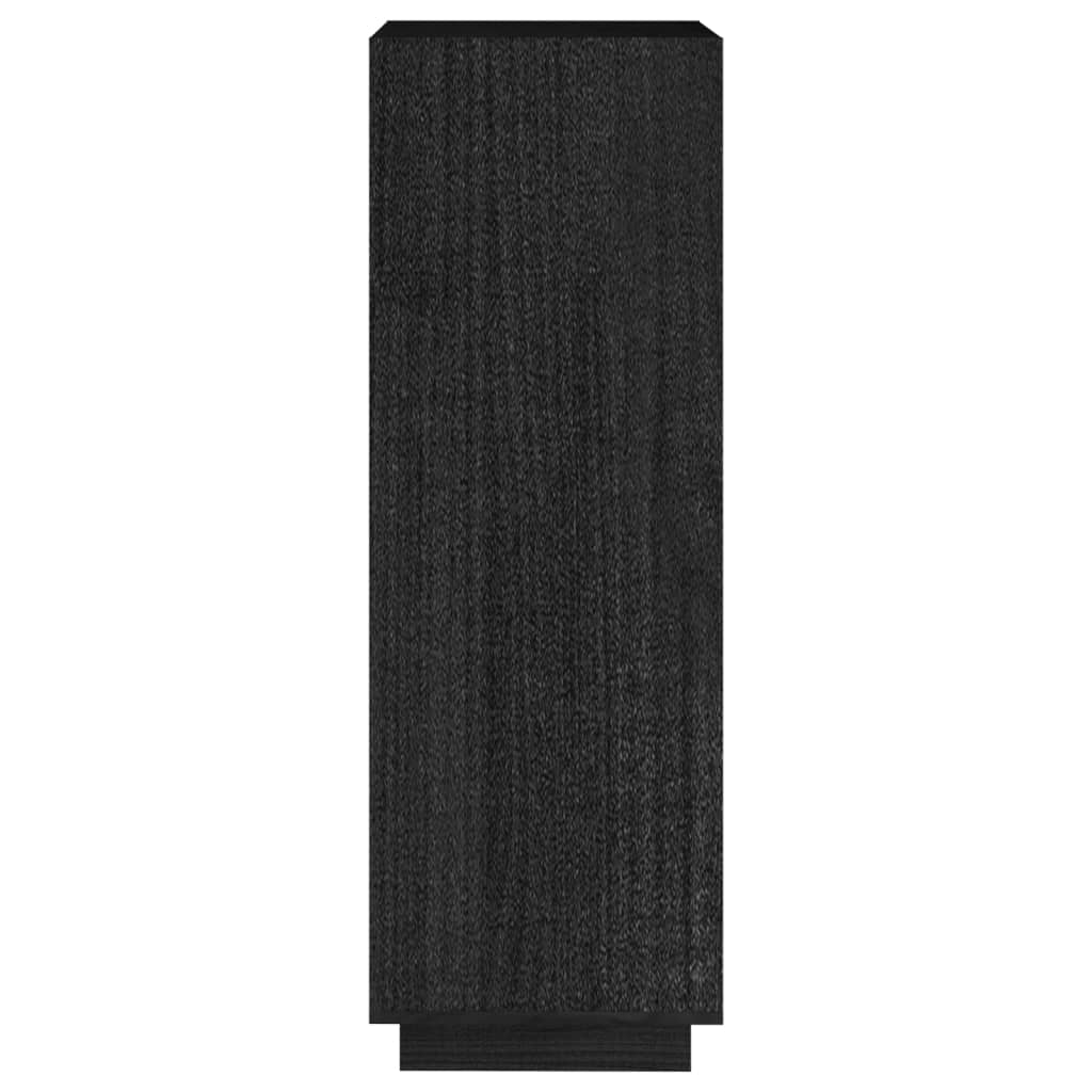 Bücherregal/Raumteiler Schwarz 40x35x103 cm Massivholz Kiefer