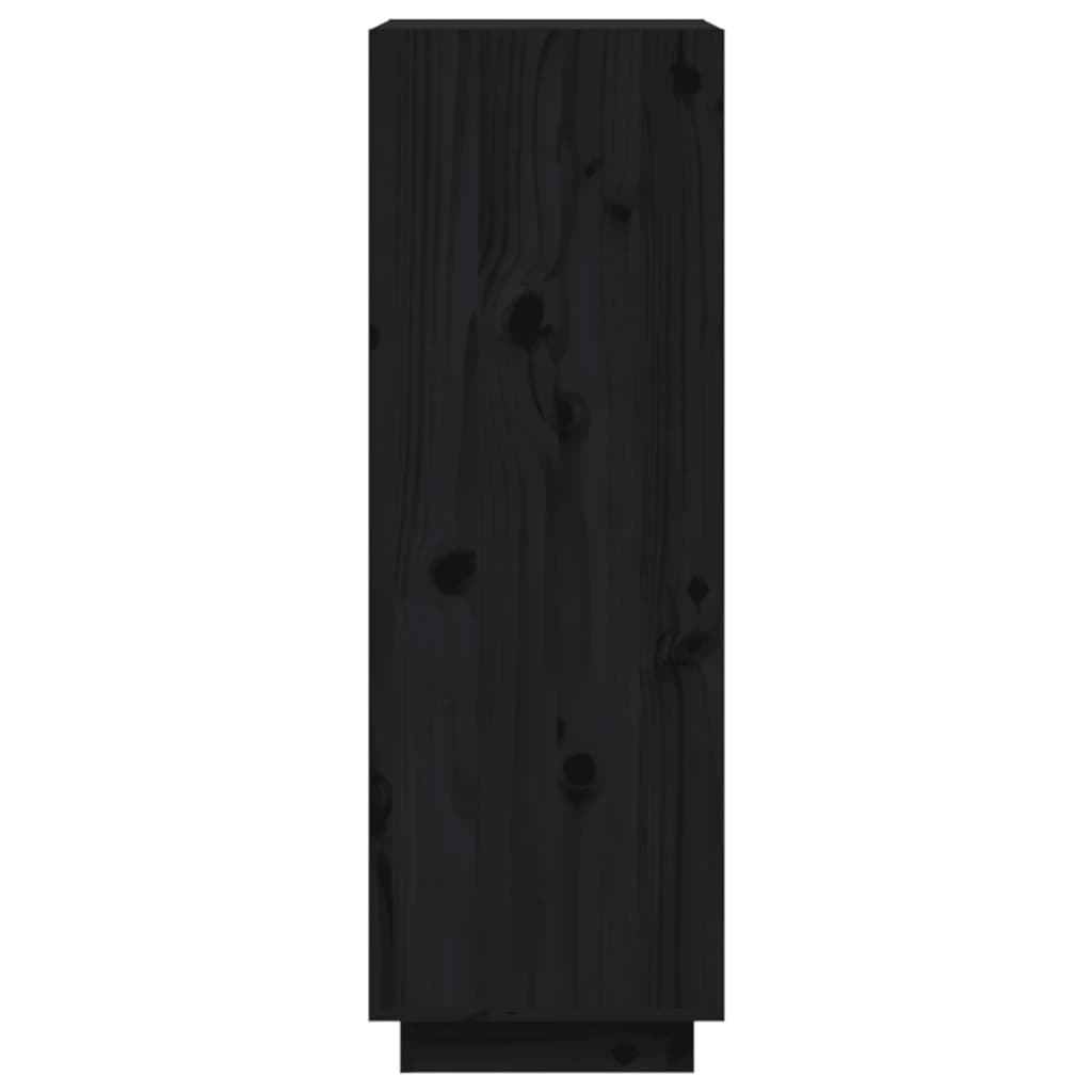 Bücherregal/Raumteiler Schwarz 60x35x103 cm Massivholz Kiefer