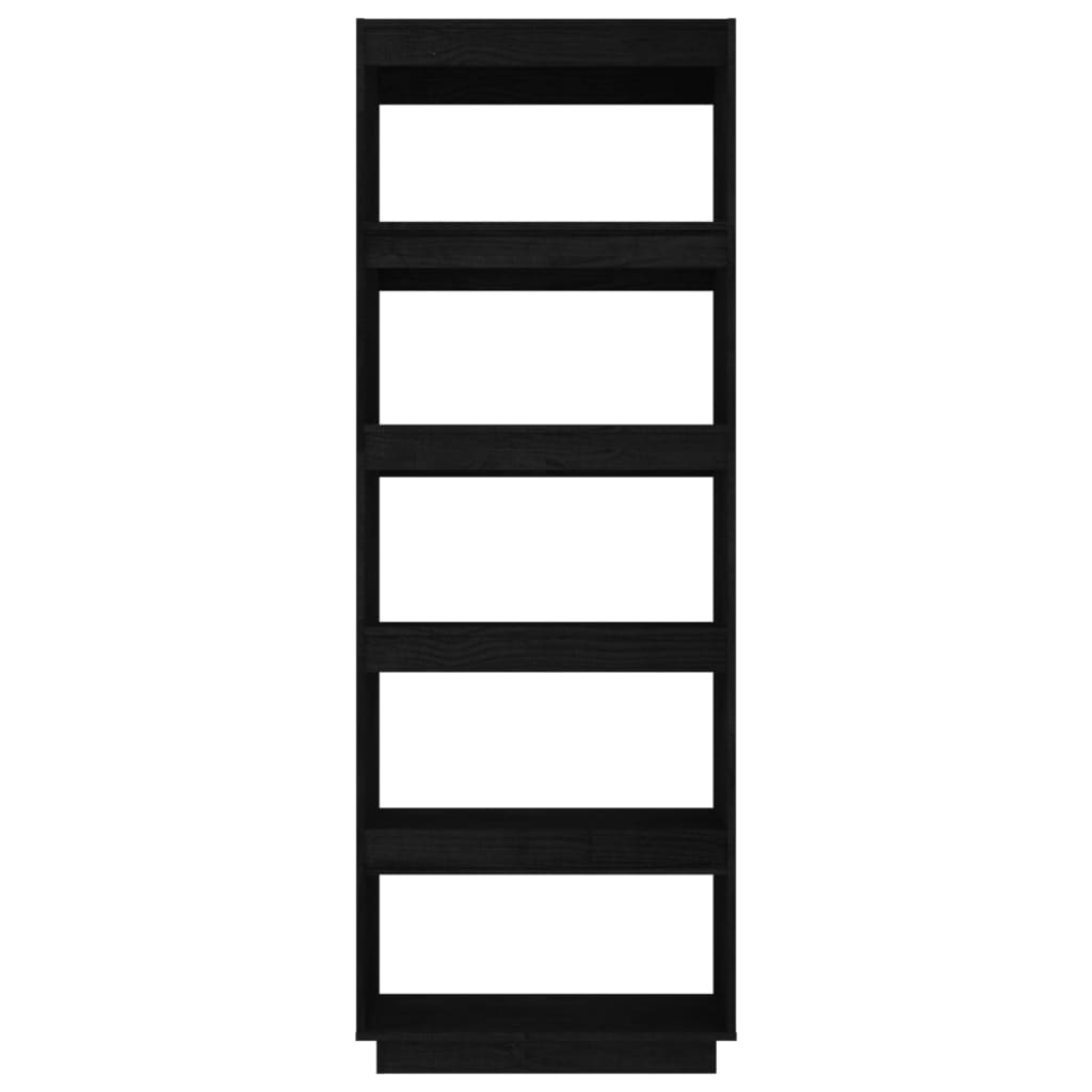 Bücherregal/Raumteiler Schwarz 60x35x167 cm Massivholz Kiefer