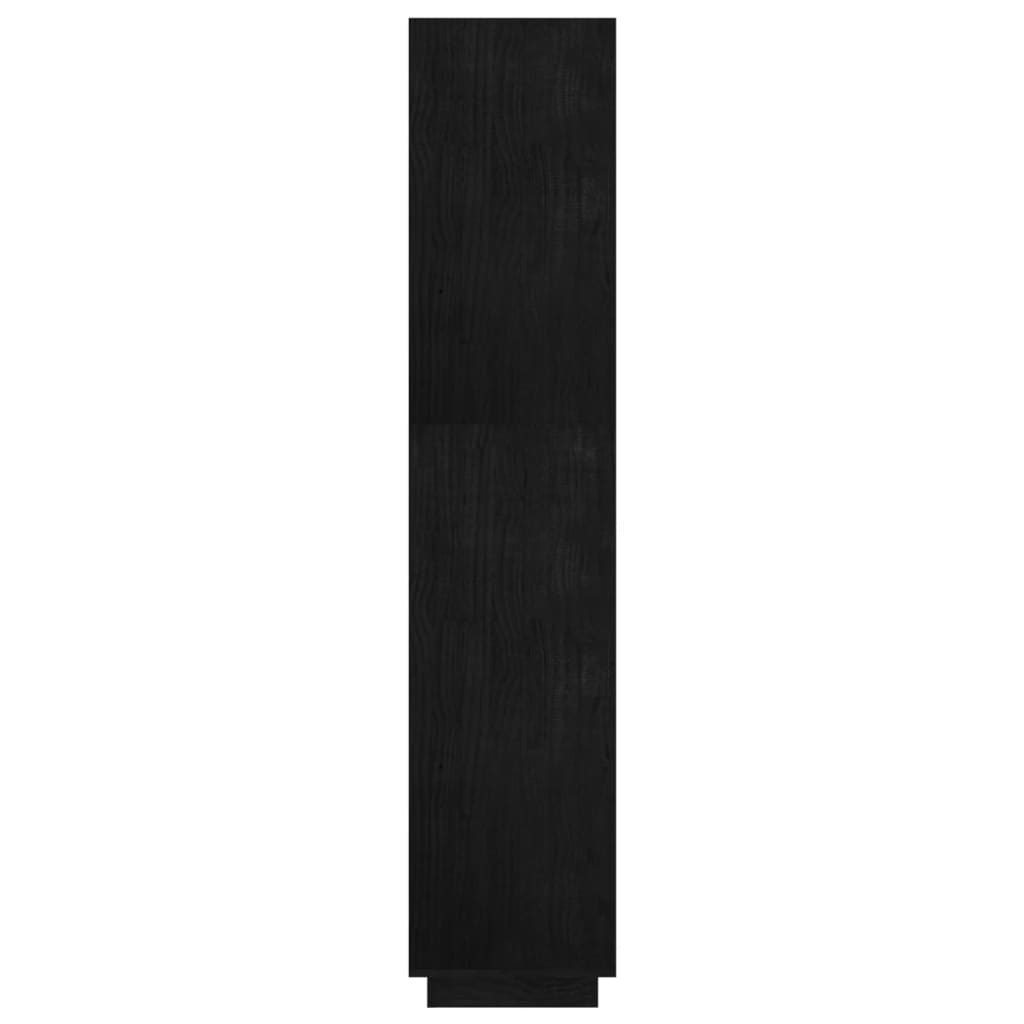 Bücherregal/Raumteiler Schwarz 80x35x167 cm Massivholz Kiefer