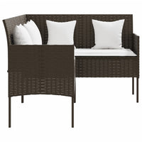 Thumbnail for Sofa in L-Form mit Kissen Poly Rattan Braun