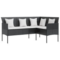 Thumbnail for Sofa in L-Form mit Kissen Poly Rattan Schwarz