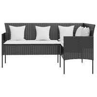 Thumbnail for Sofa in L-Form mit Kissen Poly Rattan Schwarz