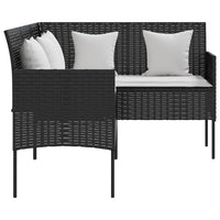 Thumbnail for Sofa in L-Form mit Kissen Poly Rattan Schwarz