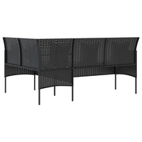 Thumbnail for Sofa in L-Form mit Kissen Poly Rattan Schwarz