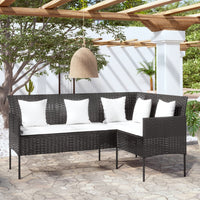 Thumbnail for Sofa in L-Form mit Kissen Poly Rattan Schwarz