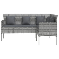 Thumbnail for Sofa in L-Form mit Kissen Poly Rattan Grau