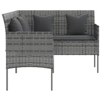 Thumbnail for Sofa in L-Form mit Kissen Poly Rattan Grau