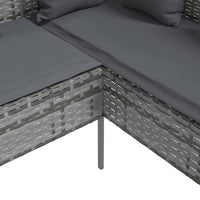 Thumbnail for Sofa in L-Form mit Kissen Poly Rattan Grau