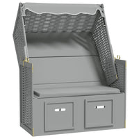 Thumbnail for Strandkorb mit Dach Poly Rattan und Massivholz Grau