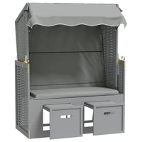 Thumbnail for Strandkorb mit Dach Poly Rattan und Massivholz Grau