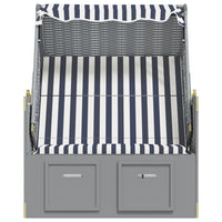 Thumbnail for Strandkorb mit Dach Poly Rattan und Massivholz Blau & Weiß