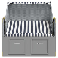 Thumbnail for Strandkorb mit Dach Poly Rattan und Massivholz Blau & Weiß