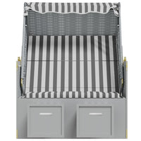 Thumbnail for Strandkorb mit Dach Poly Rattan und Massivholz Grau & Weiß