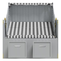 Thumbnail for Strandkorb mit Dach Poly Rattan und Massivholz Grau & Weiß