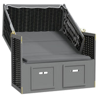 Thumbnail for Strandkorb mit Dach Poly Rattan & Massivholz Anthrazit Schwarz