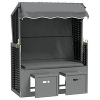 Thumbnail for Strandkorb mit Dach Poly Rattan & Massivholz Anthrazit Schwarz