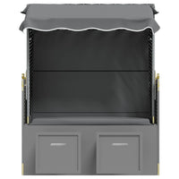 Thumbnail for Strandkorb mit Dach Poly Rattan & Massivholz Anthrazit Schwarz