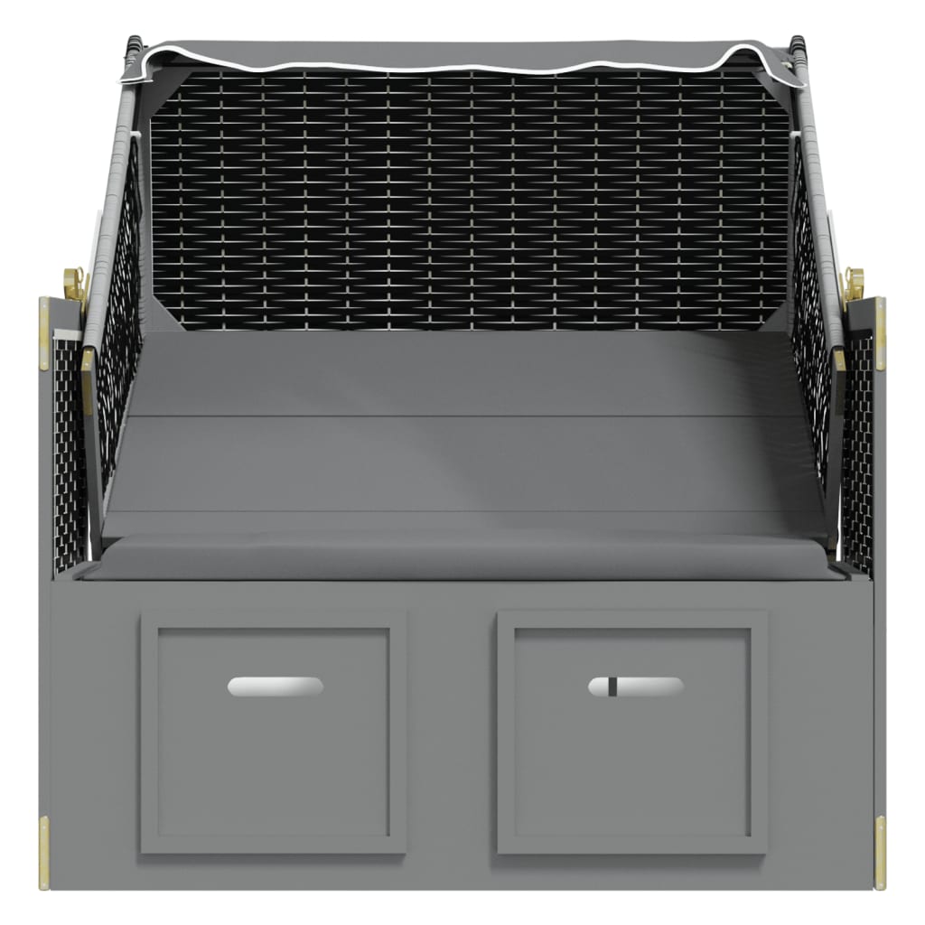 Strandkorb mit Dach Poly Rattan & Massivholz Anthrazit Schwarz