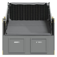 Thumbnail for Strandkorb mit Dach Poly Rattan & Massivholz Anthrazit Schwarz