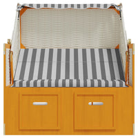 Thumbnail for Strandkorb mit Dach Poly Rattan und Massivholz Weiß & Grau