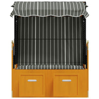 Thumbnail for Strandkorb mit Dach Poly Rattan und Massivholz Schwarz & Grau