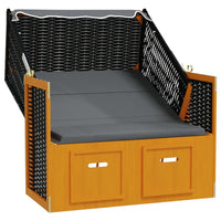 Thumbnail for Strandkorb mit Dach Poly Rattan & Massivholz Schwarz Anthrazit