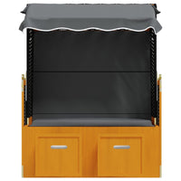 Thumbnail for Strandkorb mit Dach Poly Rattan & Massivholz Schwarz Anthrazit