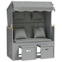 Thumbnail for Strandkorb mit Kissen Poly Rattan und Massivholz Grau