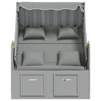 Thumbnail for Strandkorb mit Kissen Poly Rattan und Massivholz Grau