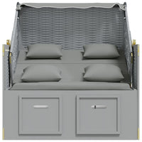 Thumbnail for Strandkorb mit Kissen Poly Rattan und Massivholz Grau