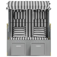 Thumbnail for Strandkorb mit Kissen Poly Rattan und Massivholz Grau & Weiß