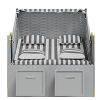 Thumbnail for Strandkorb mit Kissen Poly Rattan und Massivholz Grau & Weiß