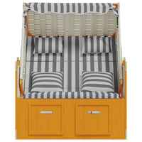 Thumbnail for Strandkorb mit Kissen Poly Rattan und Massivholz Weiß & Grau