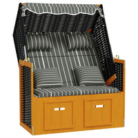 Thumbnail for Strandkorb mit Kissen Poly Rattan und Massivholz Schwarz & Grau